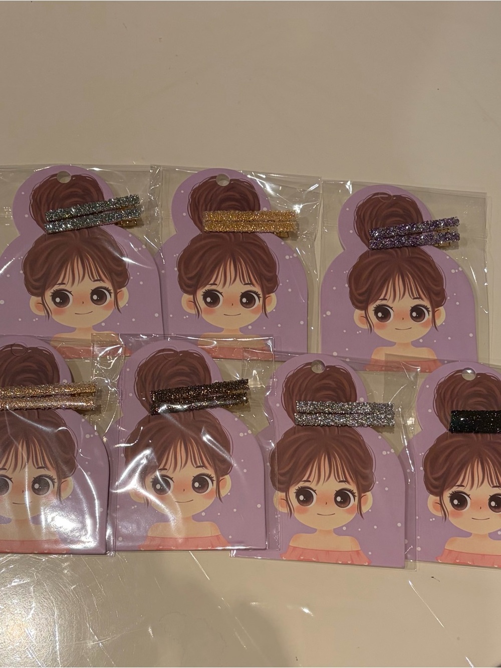 7 pairs Glitter Snap Hair Clips- Assorted Colors